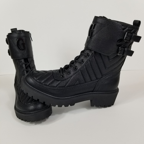 GUESS Oak Quilted Combat Logo Boots - Picture 11 of 12